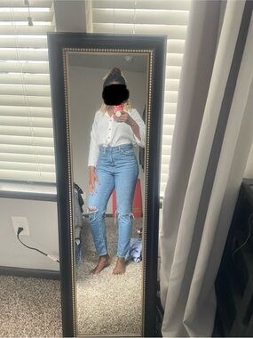 High-Rise Light Blue Distressed Women's Jeans